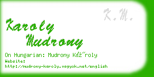 karoly mudrony business card